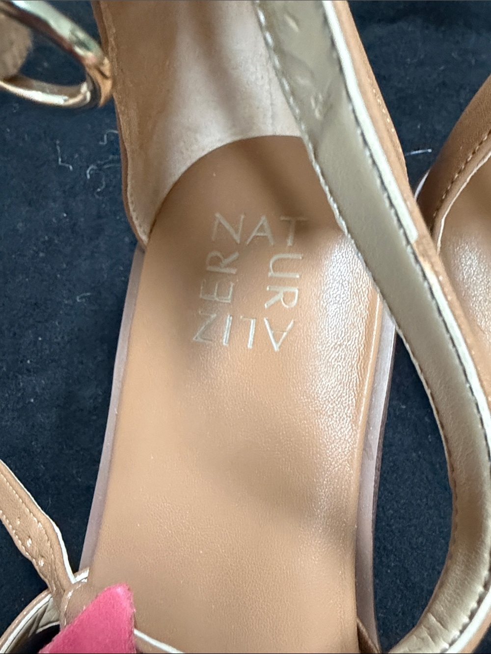 Naturalizer Tan Sandals with Pink Floral Accent - Picture 2 of 10